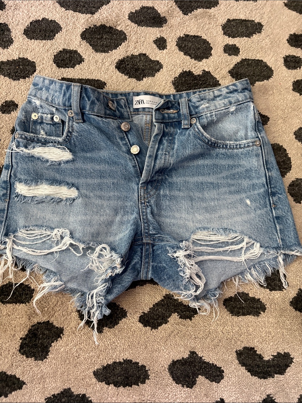 ZARA Light Blue Distressed Denim Cutoff Shorts